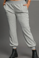 Umgee Full Size High Rise Elastic Waist Knit Joggers with Pockets Plus Size OutfitFlow